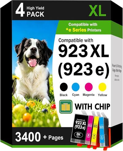 مجموعة خراطيش الحبر 923XL 923 8130e: بديلة لخراطيش الحبر HP 923 923XL 923e لطابعات HP OfficeJet Pro 8125e 8120e 8135e 8138e 8139e (4 عبوات أسود سماوي أصفر أرجواني مع رقاقة) in Kuwait