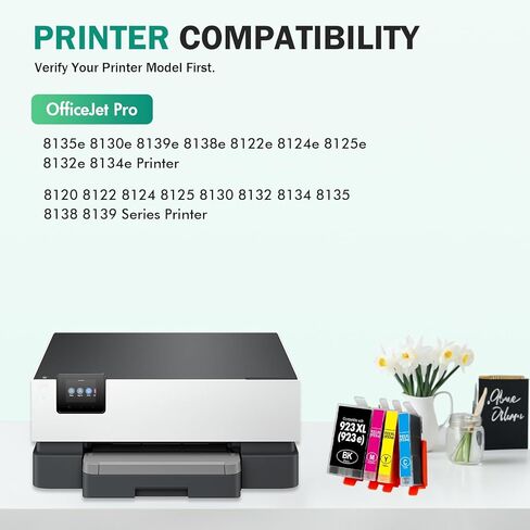 مجموعة خراطيش الحبر 923XL 923 8130e: بديلة لخراطيش الحبر HP 923 923XL 923e لطابعات HP OfficeJet Pro 8125e 8120e 8135e 8138e 8139e (4 عبوات أسود سماوي أصفر أرجواني مع رقاقة) in Kuwait