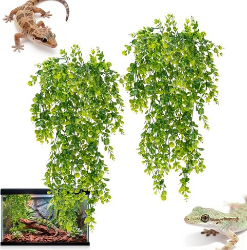 3PCS Fake Hanging Plants Reptile Habitat Vines – Artificial Terrarium Plants with Iron Stem, UV Resistant Faux Vines for Bearded Dragon Gecko Snake Turtle Tank Enclosure Decor Indoor Outdoor in Saudi Arabia