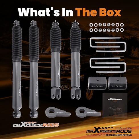 مجموعة رفع التسوية maxpeedingrods 1.5-2 بوصة لـ 1999-2007 Silverado/Sierra 1500 4WD Chevy/GMC، مجموعة رفع التعليق الأمامي والخلفي مع صدمات إصدار G1 in Kuwait