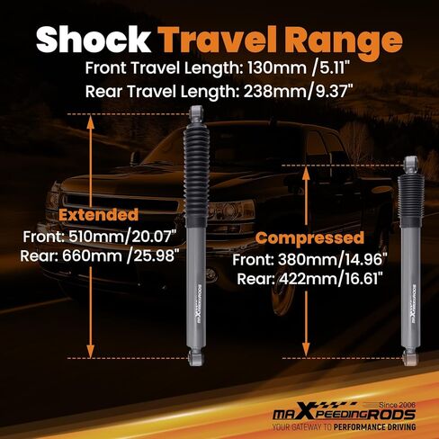 مجموعة رفع التسوية maxpeedingrods 1.5-2 بوصة لـ 1999-2007 Silverado/Sierra 1500 4WD Chevy/GMC، مجموعة رفع التعليق الأمامي والخلفي مع صدمات إصدار G1 in Kuwait