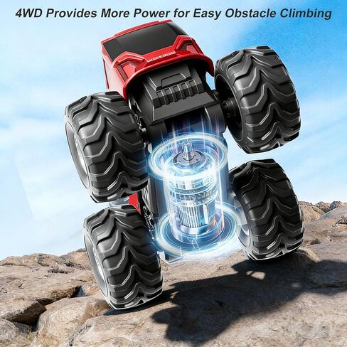 All Terrain Waterproof Monster Trucks for Boys, 3-in-1 Amphibious Remote Control Car / RC Boat / Water Gun, RC Rescue Fire Engine Truck with 2 Batteries, Birthday Gift Pool Toys for Kids Ages 6-10 in Saudi Arabia