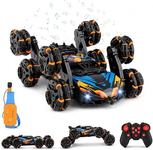 Gesture Sensing RC Stunt Car for Boys 6-12 — 8-Wheel Hand Controlled & Remote Control Drift Car, 360° Flips & Spins, 2 Rechargeable Batteries, LED Lights & Mist, Birthday Gift for Kids 6 7 8 9 10 11 in Kuwait