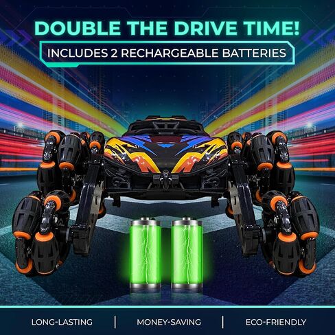 Gesture Sensing RC Stunt Car for Boys 6-12 — 8-Wheel Hand Controlled & Remote Control Drift Car, 360° Flips & Spins, 2 Rechargeable Batteries, LED Lights & Mist, Birthday Gift for Kids 6 7 8 9 10 11 in Kuwait