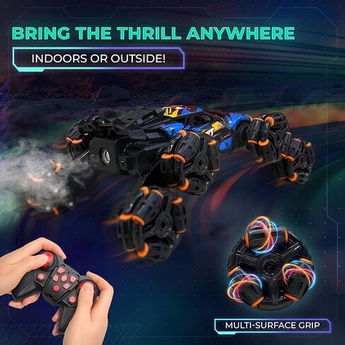 Gesture Sensing RC Stunt Car for Boys 6-12 — 8-Wheel Hand Controlled & Remote Control Drift Car, 360° Flips & Spins, 2 Rechargeable Batteries, LED Lights & Mist, Birthday Gift for Kids 6 7 8 9 10 11 in Kuwait