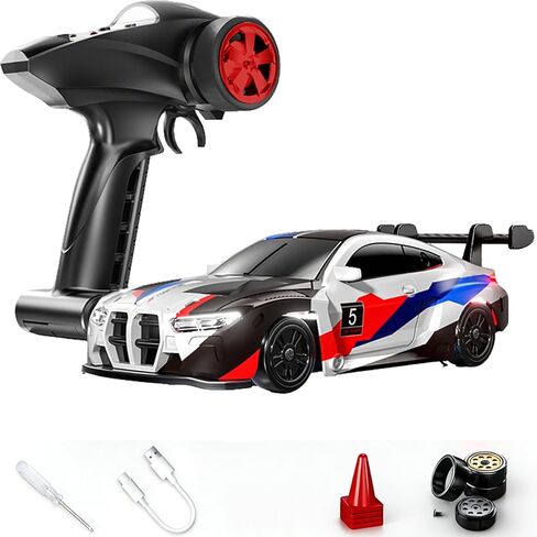 88RC 1:43 Alloy Remote Control Mini Drift Car, 2.4GHz 4WD High-Speed RC Car with DIY Detachable Body & Multi-Light Modes, Desktop Racing Hobby for Adults & Collectors (White) in Saudi Arabia