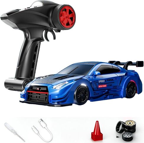 88RC 1:43 Alloy Remote Control Mini Drift Car, 2.4GHz 4WD High-Speed RC Car with DIY Detachable Body & Multi-Light Modes, Desktop Racing Hobby for Adults & Collectors (White) in Saudi Arabia