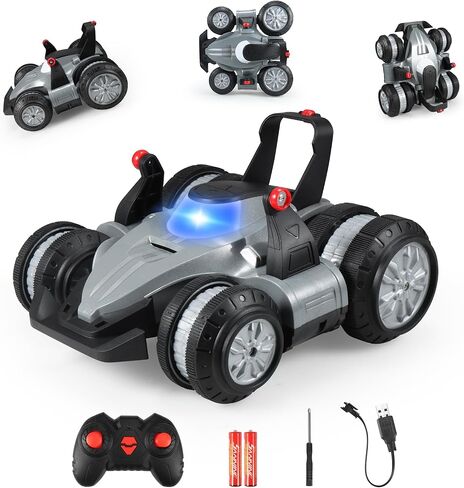 RC Stunt Car for Kids, 4WD Transforming Remote Control Car with 360° Flips, Drift & LED Lights, 2.4GHz Off-Road Crawler Toy with Rechargeable Battery, Gift for Boys Girls Ages 6-12 in Kuwait