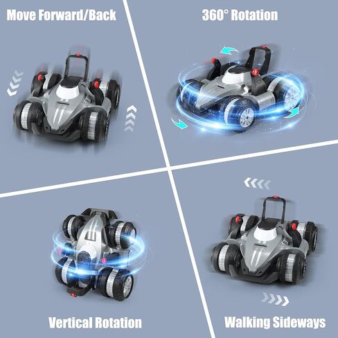 RC Stunt Car for Kids, 4WD Transforming Remote Control Car with 360° Flips, Drift & LED Lights, 2.4GHz Off-Road Crawler Toy with Rechargeable Battery, Gift for Boys Girls Ages 6-12 in Kuwait