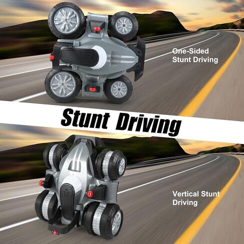 RC Stunt Car for Kids, 4WD Transforming Remote Control Car with 360° Flips, Drift & LED Lights, 2.4GHz Off-Road Crawler Toy with Rechargeable Battery, Gift for Boys Girls Ages 6-12 in Kuwait