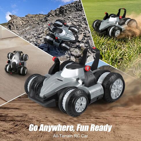 RC Stunt Car for Kids, 4WD Transforming Remote Control Car with 360° Flips, Drift & LED Lights, 2.4GHz Off-Road Crawler Toy with Rechargeable Battery, Gift for Boys Girls Ages 6-12 in Kuwait