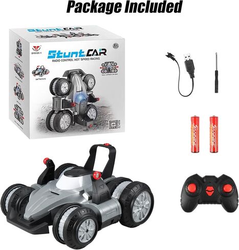 RC Stunt Car for Kids, 4WD Transforming Remote Control Car with 360° Flips, Drift & LED Lights, 2.4GHz Off-Road Crawler Toy with Rechargeable Battery, Gift for Boys Girls Ages 6-12 in Kuwait
