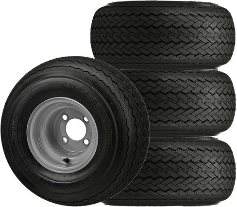 RM Cart Set of 4 Golf Cart Tires & Rims, Gloss Black, LSI Elite | Fits 18 x 8.5 x 8 18-850-8 18 x 8.50-8 4 Lug Hole Carts Club Car in Kuwait