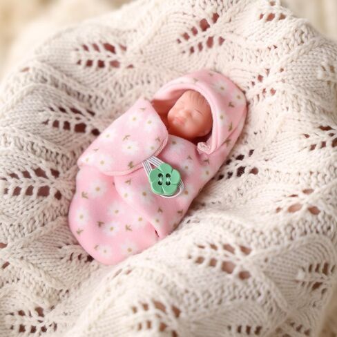 BABESIDE Mini Full Silicone Baby Doll Set – 4.5 Inch Realistic Sleeping Newborn Doll with Feeding Bottle, Stroller, High Chair & Gift Box, Soft Silicone Mini Reborn Baby Toy for Kids Age 3+ in Kuwait