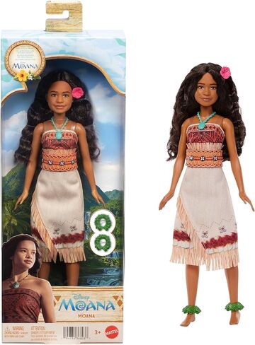 Mattel Disney Toys, Moana Doll with Removable Fashion, Wavy Hair & 4 Accessories, Posable & Collectible, Inspired by Live Action Movie in Kuwait