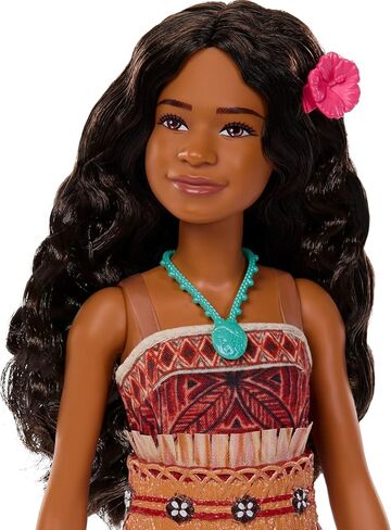 Mattel Disney Toys, Moana Doll with Removable Fashion, Wavy Hair & 4 Accessories, Posable & Collectible, Inspired by Live Action Movie in Kuwait