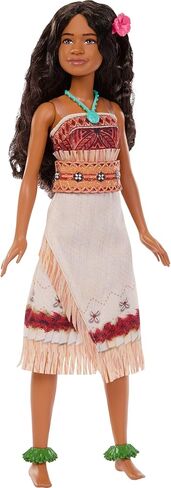 Mattel Disney Toys, Moana Doll with Removable Fashion, Wavy Hair & 4 Accessories, Posable & Collectible, Inspired by Live Action Movie in Kuwait