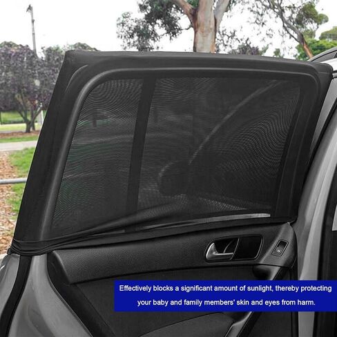 4 PCS Car Window Shades, Breathable Mesh Vehicle Front Rear Side Windows Sunshade Curtain for UV Protection, Stretchy Heat Block Window Screen Covers for Most SUVs in Kuwait