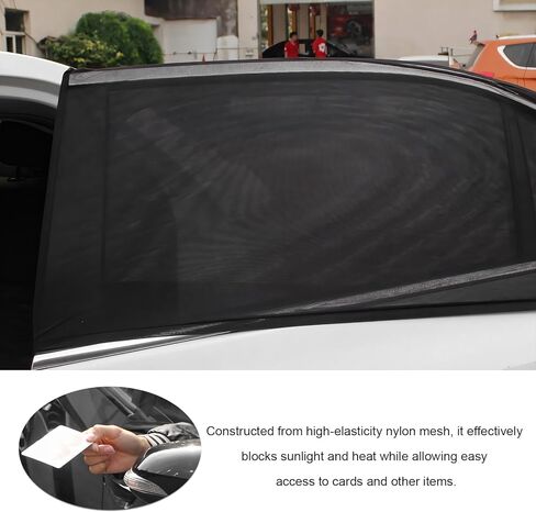 4 PCS Car Window Shades, Breathable Mesh Vehicle Front Rear Side Windows Sunshade Curtain for UV Protection, Stretchy Heat Block Window Screen Covers for Most SUVs in Kuwait