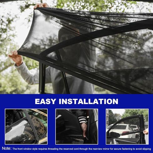 4 PCS Car Window Shades, Breathable Mesh Vehicle Front Rear Side Windows Sunshade Curtain for UV Protection, Stretchy Heat Block Window Screen Covers for Most SUVs in Kuwait