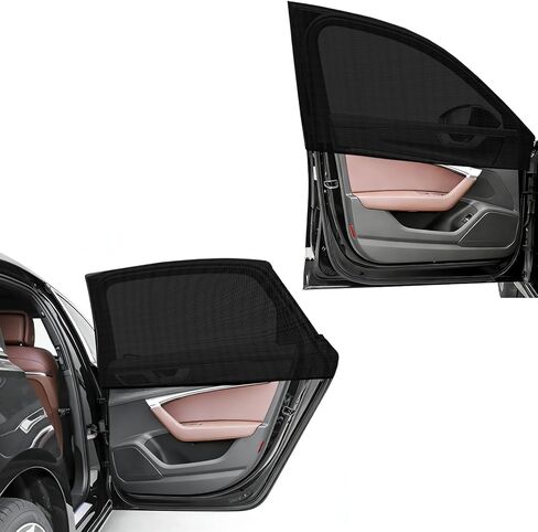 4 PCS Car Window Shades, Breathable Mesh Vehicle Front Rear Side Windows Sunshade Curtain for UV Protection, Stretchy Heat Block Window Screen Covers for Most SUVs in Kuwait