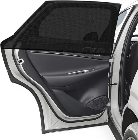 4 PCS Car Window Shades, Breathable Mesh Vehicle Front Rear Side Windows Sunshade Curtain for UV Protection, Stretchy Heat Block Window Screen Covers for Most SUVs in Kuwait