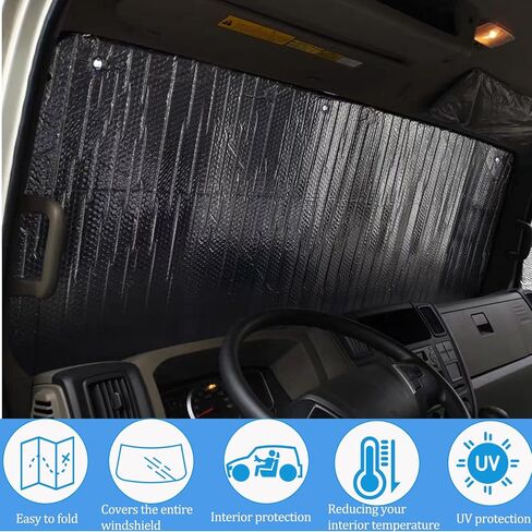 Upgrade Windshield Sun Shade Reflective Semi Truck Window Shades Foldable RV Windshield Sunshade for UVSun Protection fits for Rig Truck Commercial Windshields （87"*31"） in Saudi Arabia