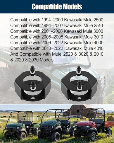 طقم رفع أمامي مقاس 2 بوصة مناسب لـ Kawasaki Mule 2500 2510 3000 3010 4010 4000، طقم فاصل رفع التسوية الأمامية UTV، زيادة الخلوص الأرضي للإطارات الأكبر حجمًا in Kuwait