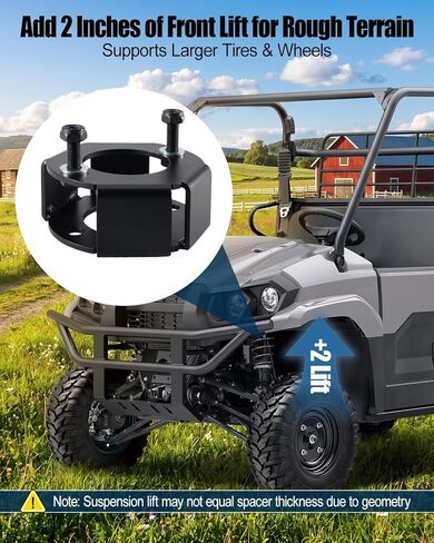 طقم رفع أمامي مقاس 2 بوصة مناسب لـ Kawasaki Mule 2500 2510 3000 3010 4010 4000، طقم فاصل رفع التسوية الأمامية UTV، زيادة الخلوص الأرضي للإطارات الأكبر حجمًا in Kuwait