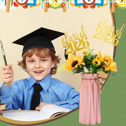 MixTeach 12 حزمة فئة من 2026 قطع مركزية للتخرج للطاولات 2026 قطع مركزية لامعة للتخرج وعصي التخرج لحفلات التخرج لعام 2026 لوازم تزيين حفلات التخرج، ذهبي in Kuwait