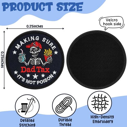 Fathers Day Iron On Patch Dad Tax Funny Skeleton Embroidered Applique for Clothing Jackets Hats - Humorous Family Statement Emblems Gifts for Men Father Husband in Saudi Arabia
