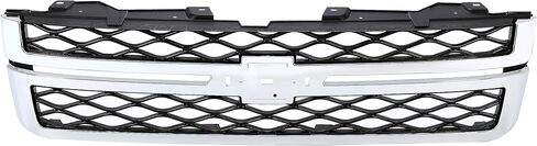 شبكة أمامية من ALMULOO متوافقة مع 2011-2014 Chevy شيفروليه سيلفرادو 2500HD 3500 HD/GMC Sierra 2500HD 3500HD بديلة لـ GM1200639 شواية المصد الأمامي كروم فضي in Kuwait