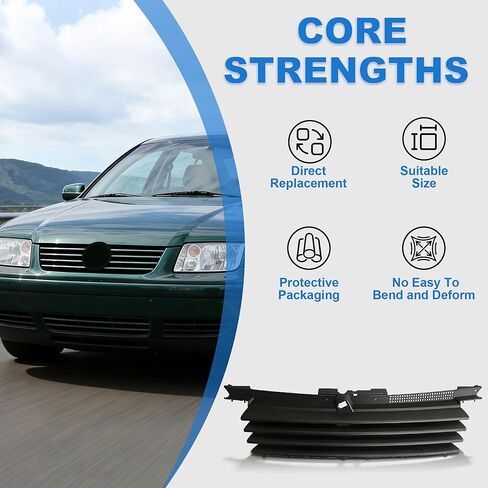 شبكة أمامية سوداء بدون شارة شبكة علوية مع حشو غطاء محرك السيارة لـ 1999-2005 VW Volkswagen MK4 Jetta Bora in Kuwait