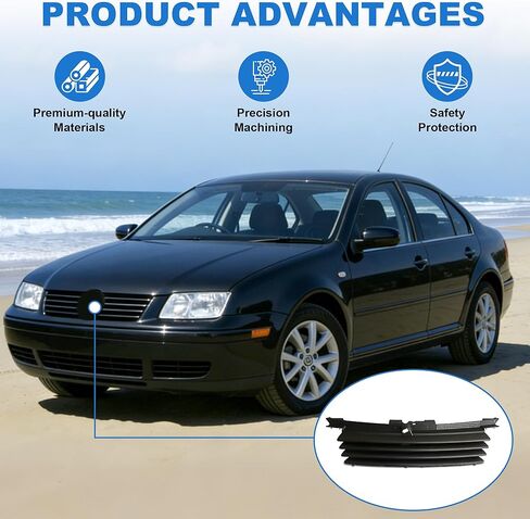 شبكة أمامية سوداء بدون شارة شبكة علوية مع حشو غطاء محرك السيارة لـ 1999-2005 VW Volkswagen MK4 Jetta Bora in Kuwait