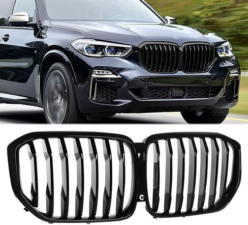 X5 استبدال شبكة الكلى الأمامية لـ 2019 2020 2021 2022 2023 BMW X5 G05 X5M xDrive40i/ xDrive50i/ xDrive45e، شرائح فردية سوداء لامعة in Kuwait