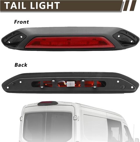 ضوء الفرامل الثالث متوافق مع 2018-2019 Ford Transit 150 250 350 350HD ارتفاع مركز السقف الخلفي ضوء البضائع الثالث ضوء وقوف السيارات LED مصباح الفرامل الثالث واضح/عدسة حمراء Tercera 923-127 in Kuwait
