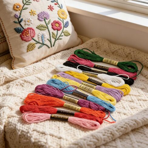 Rainbow Color Embroidery Floss with Cross Stitch Threads Bracelet Yarn Craft Floss Embroidery Floss Set, Multicolor, 36 Items in Kuwait