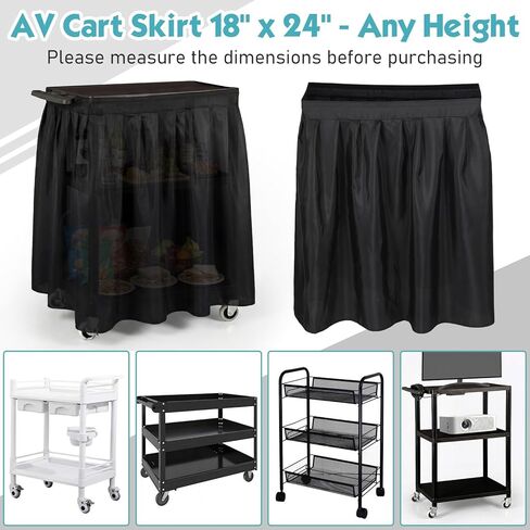 Black AV Cart Cover, Waterproof Rolling Media Dust Cart Cover Plain Weave Skirt 24.8 x 18.9 x 40.16 Inches for Multi-Functional Media Carts/Metal Computer Presentation Stand in Saudi Arabia