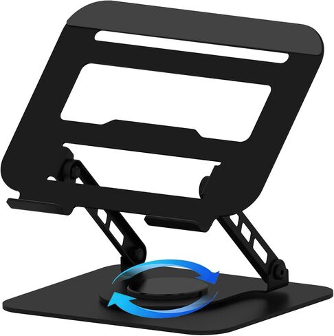 360 Rotation Laptop Stand, Multi-Angle Adjustable Laptop Holder Riser Stable Base Fully Foldable Easy to Storage and Portable Fit for MacBook Pro/Air HP 14 All Under 16" Devices (Black) in Saudi Arabia