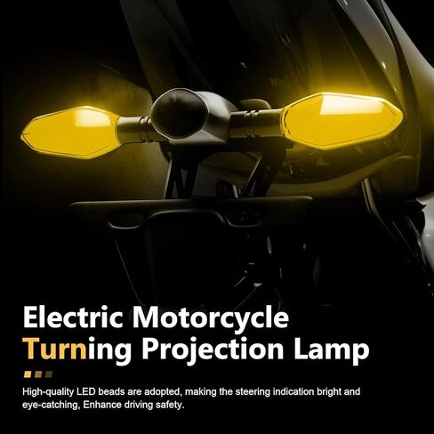2 PCS Motorcycle Turn Signal Lights, LED Arrow Projection Indicator with 27 RGB Lighting Modes, Super Bright Waterproof Running Blinker for Front & Rear, Modified Part for Motorcycle (Yellow) in Saudi Arabia