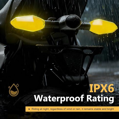 2 PCS Motorcycle Turn Signal Lights, LED Arrow Projection Indicator with 27 RGB Lighting Modes, Super Bright Waterproof Running Blinker for Front & Rear, Modified Part for Motorcycle (Yellow) in Saudi Arabia