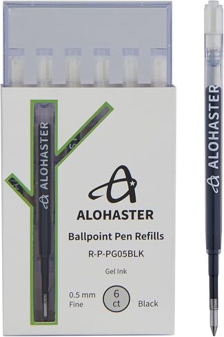 Alohaster Plastic Refills, for Parker Ballpoint Pens, Gel Ink, 0.5 mm, Black, 6 Count in Saudi Arabia