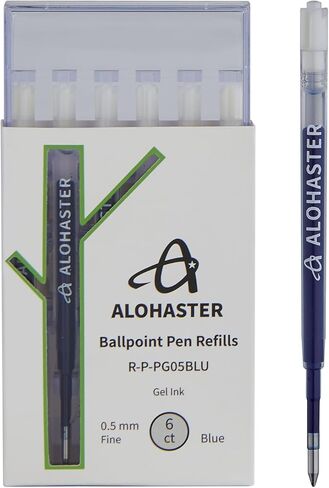 Alohaster Plastic Refills, for Parker Ballpoint Pens, Gel Ink, 0.5 mm, Black, 6 Count in Saudi Arabia