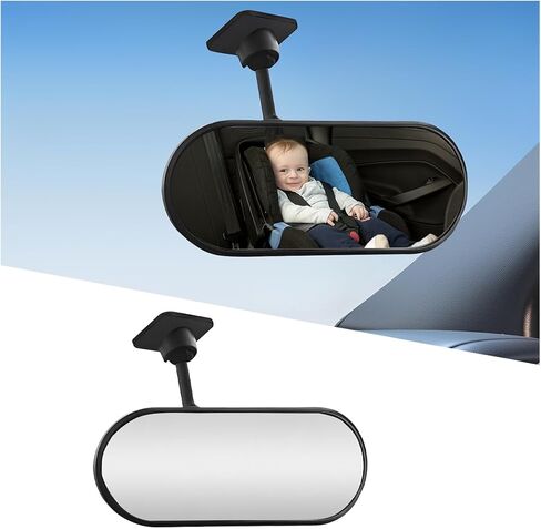 مرآة أطفال داخلية للرؤية الخلفية للسيارة، كوب شفط يدور 360 درجة، مرآة محدبة ذات رؤية واسعة من الزجاج الشفاف لمشاهدة المقعد الخلفي للرضع، ملحقات الرؤية الخلفية التلقائية للأطفال الصغار، ملاءمة عالمية in Kuwait
