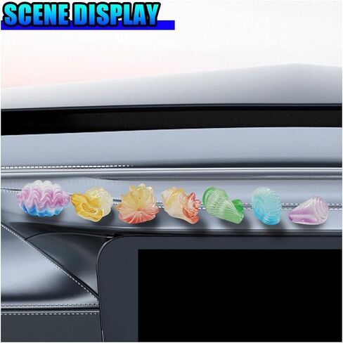 Craedli 7PCS Luminous Conch Shell Car Dashboard Decorations, Cute Mini Resin Figurines Car Interior Rear View Mirror Decoration Accessory, Glow in Dark Ocean Theme Ornaments for Home Office(Shell) in Saudi Arabia