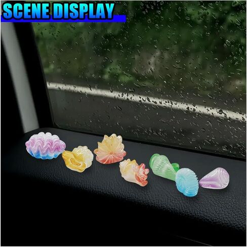 Craedli 7PCS Luminous Conch Shell Car Dashboard Decorations, Cute Mini Resin Figurines Car Interior Rear View Mirror Decoration Accessory, Glow in Dark Ocean Theme Ornaments for Home Office(Shell) in Saudi Arabia