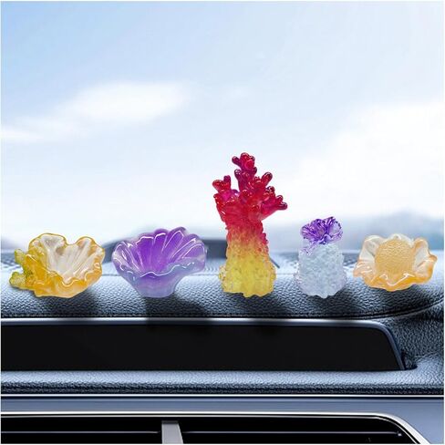 Craedli 7PCS Luminous Conch Shell Car Dashboard Decorations, Cute Mini Resin Figurines Car Interior Rear View Mirror Decoration Accessory, Glow in Dark Ocean Theme Ornaments for Home Office(Shell) in Saudi Arabia