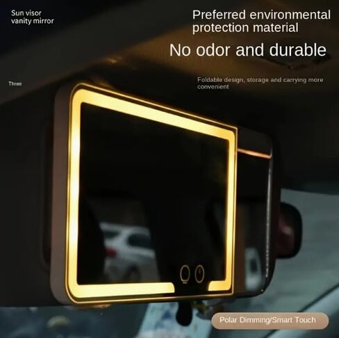 HomeBeyond Car Sun Visor Vanity Mirror with 3X Magnification, Rechargeable LED Makeup Mirror for Car Visor, 3 Colors Dimming Light Touch Control, Universal for Car Truck SUV in Saudi Arabia