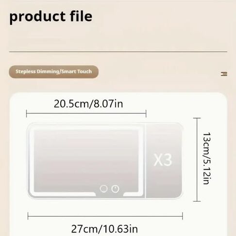 HomeBeyond Car Sun Visor Vanity Mirror with 3X Magnification, Rechargeable LED Makeup Mirror for Car Visor, 3 Colors Dimming Light Touch Control, Universal for Car Truck SUV in Saudi Arabia