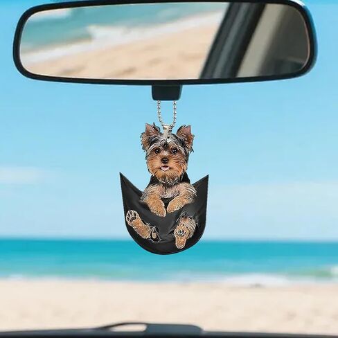 yoRise German Shepherd Car سحر مرآة الرؤية الخلفية، 2D أكريليك مسطح لطيف كلب سيارة معلقة زخرفة، شخصية السيارات الداخلية قلادة الديكور ملحق لمعظم السيارات (الألمانية) in Kuwait